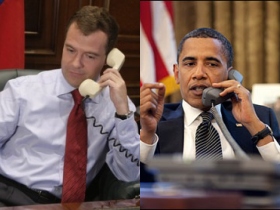 Дмитрий Медведев, Барак Обама, фото http://rus.ruvr.ru, http://wwwimage.cbsnews.com, коллаж Каспарова.Ru