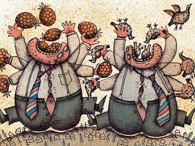 Ешь ананасы, рябчиков жуй! (карикатура). Источник - perevodika.ru