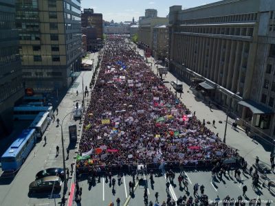 Митинг против реновации на пр. Сахарова, 14.5.17. Источник - twitter.com/martin_camera
