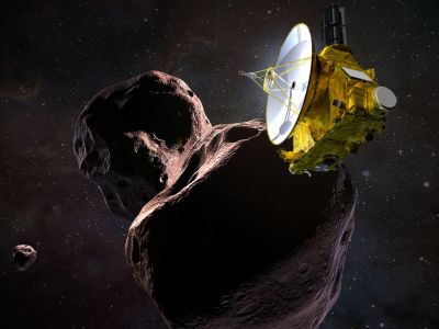 Космический аппарат New Horizons у астероида. Иллюстрация: www.iguides.ru