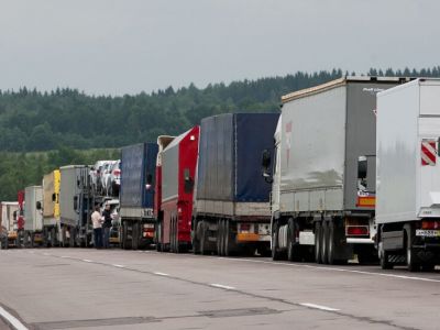 Очередь грузовиков на границе Литвы и Беларуси (архив). Фото: Tomas Vinickas / DELFI