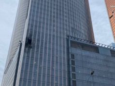 Последствия удара дрона по Москва-сити, 23.08.23. Фото: РИА Новости