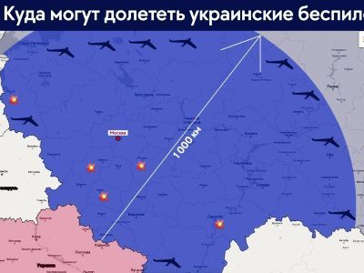 Дальность полетов украинских БПЛА. Фото: ВКонтакте